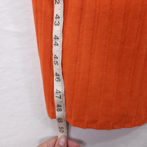 Zara Women Large Orange Strappy Ribbed Maxi Slip Dress - Picture 5 of 12